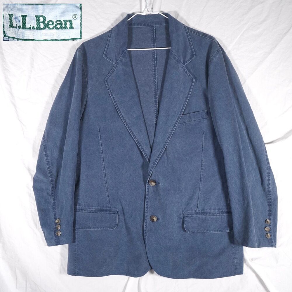 Vintage L.L.Bean Cotton Denim Style Blazer Blue Mens 38